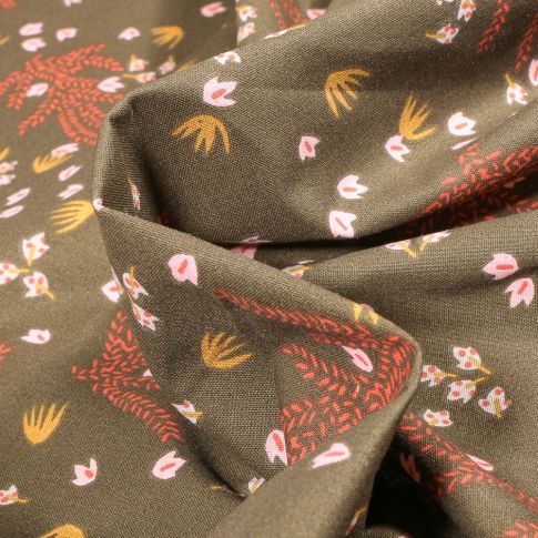 Tissu Coton imprimé Arty Hosia sur fond Bronze