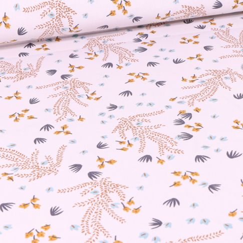 Tissu Coton imprimé Arty Hysope sur fond Blanc cassé