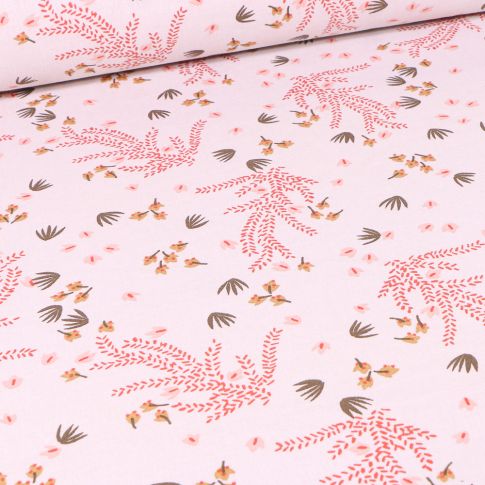 Tissu Coton imprimé Arty Hysope sur fond Gris clair
