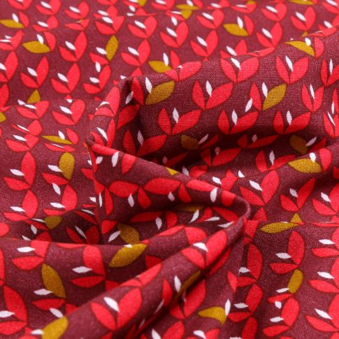 Tissu Viscose Jana sur fond Prune