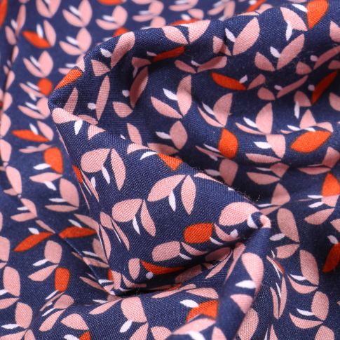 Tissu Viscose Jana sur fond Bleu foncé