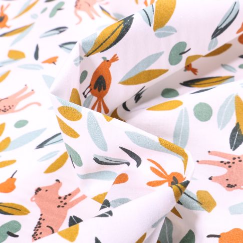 Tissu Coton imprimé Arty Jawad sur fond Blanc