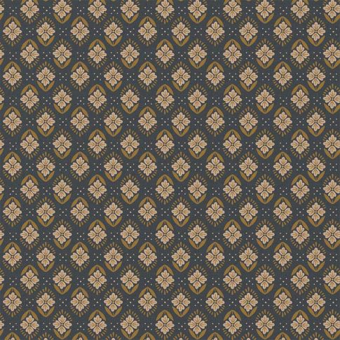 Tissu Coton imprimé Arty Jayco havane sur fond Gris anthracite
