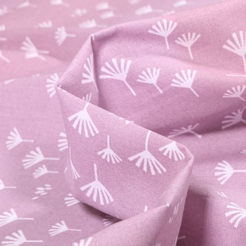Tissu Coton imprimé Bio Jen sur fond Mauve