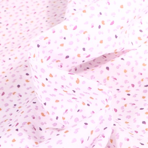 Tissu Coton imprimé Arty Jial violet sur fond Blanc