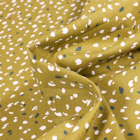 Tissu Coton imprimé Arty Jikeo sur fond Vert
