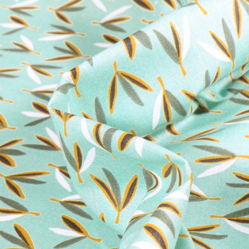 Tissu Coton imprimé Arty Jaden sur fond Vert menthe