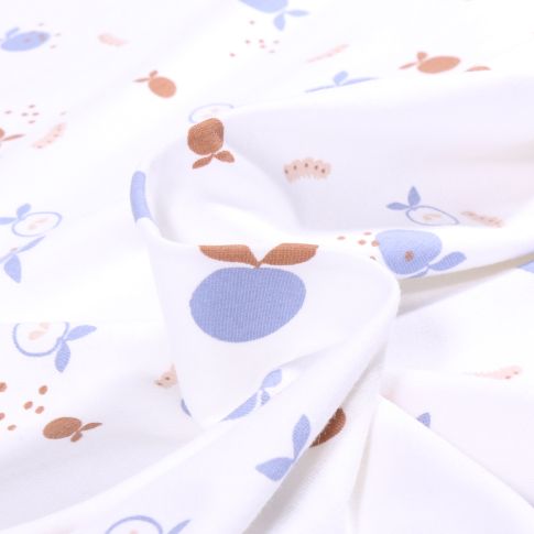 Tissu Jersey Coton Arty Jogala sur fond Blanc