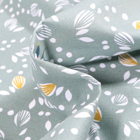 Tissu Coton imprimé Arty Jolhiro sur fond Gris