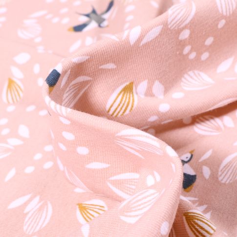Tissu Jersey Coton Arty Jolhiro sur fond Rose nude