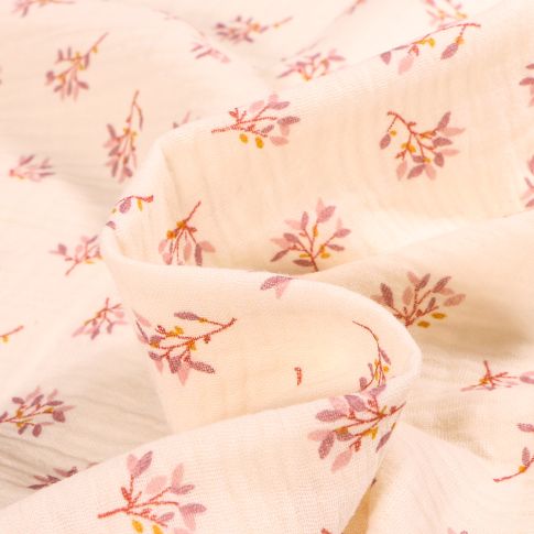 Tissu Double gaze Judy sur fond Ecru