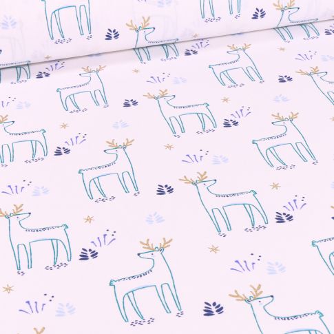Tissu Coton imprimé Arty Kajsa doré sur fond Blanc