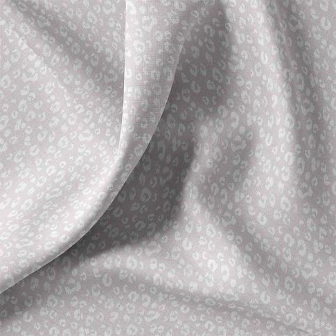 Tissu Coton imprimé léopard Kamar blanc sur fond Gris perle