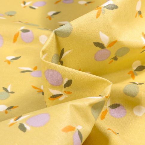 Tissu Coton enduit Kamba sur fond Jaune