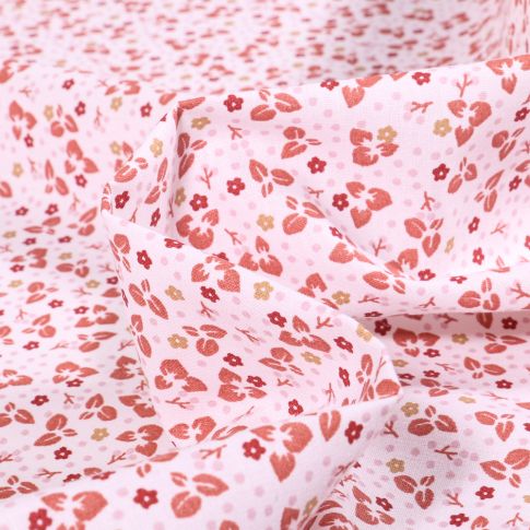 Tissu Coton imprimé Bio Arty Kamill sur fond Blanc cassé