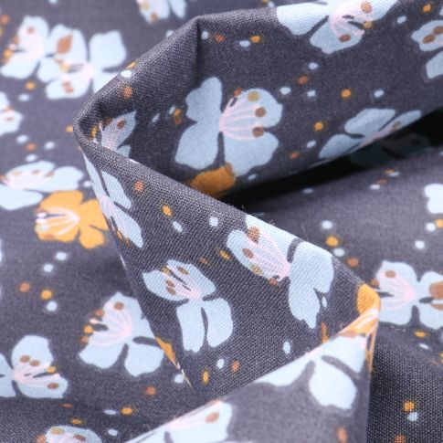 Tissu Coton imprimé Arty Kamini sur fond Bleu marine