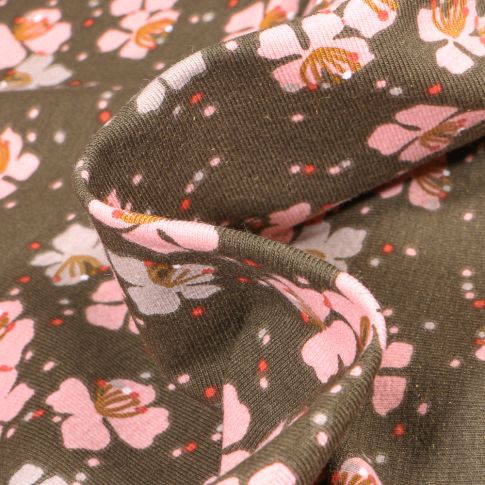 Tissu Jersey Coton Kamini sur fond Marron