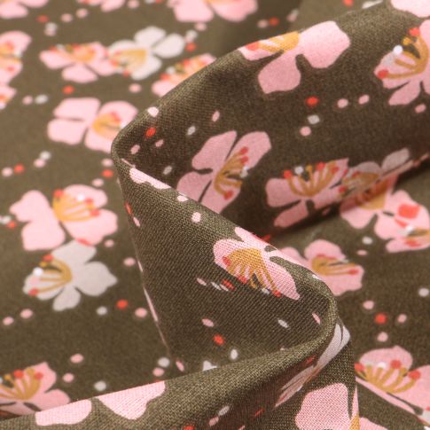 Tissu Coton imprimé Arty Kamini sur fond Marron