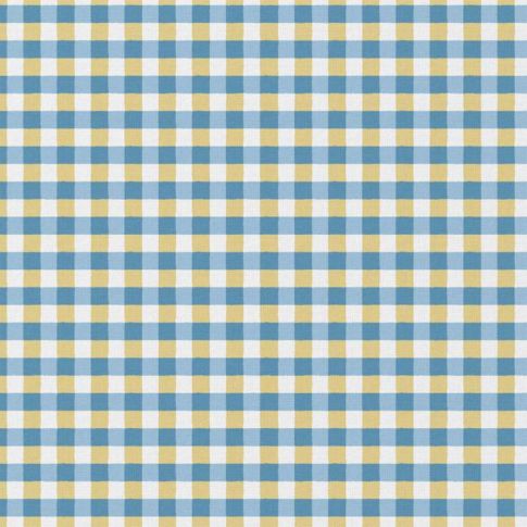 Tissu Coton enduit léger Vichy Turquoise et vert sur fond Blanc