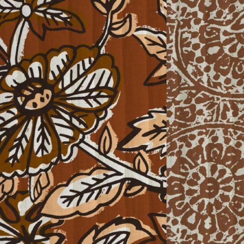 Tissu Matelassé Coton réversible Verti sur fond Terracotta