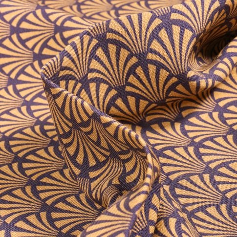 Tissu Viscose Arty Khol sur fond Aubergine