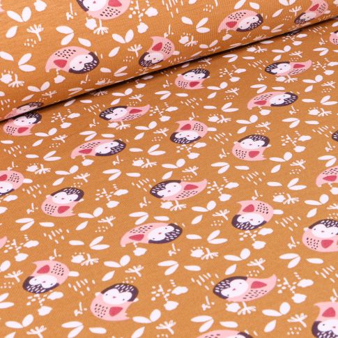 Tissu Jersey coton Kidia sur fond Camel