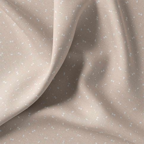 Tissu Coton imprimé graphique Kido blanc sur fond Beige sable