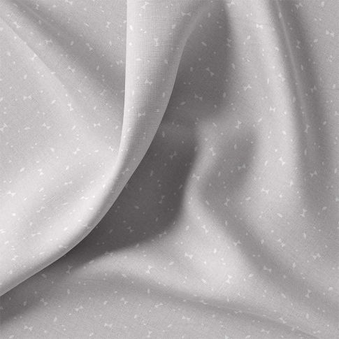 Tissu Coton imprimé graphique Kido blanc sur fond Gris perle