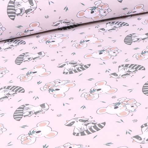 Tissu Jersey Coton Koaz sur fond Gris clair