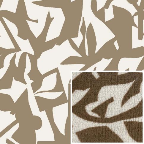 Tissu Fausse fourrure Mouton Korabi écru sur fond Taupe