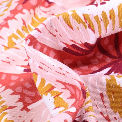 Tissu Toile de Coton Laetitia sur fond Rose