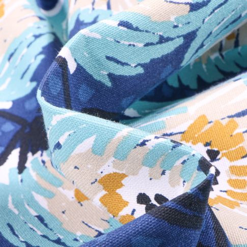 Tissu Toile de Coton Laetitia sur fond Bleu