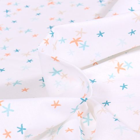 Tissu Coton imprimé Arty Lango sur fond Blanc