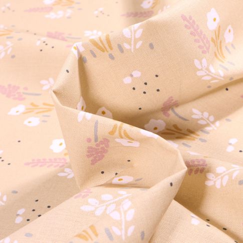 Tissu Coton imprimé Arty Laossou sur fond Beige