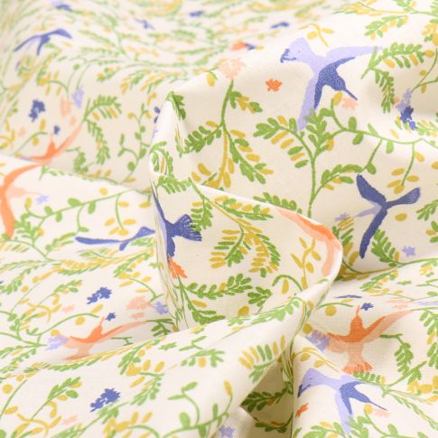 Tissu Coton imprimé Arty Lipari sur fond Blanc cassé