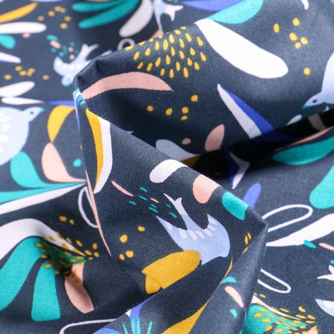 Tissu Viscose Arty Lisboa sur fond Bleu marine