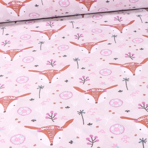 Tissu Coton imprimé Arty Louna sur fond Violine