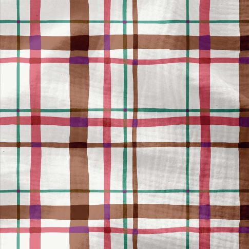 Tissu Double gaze Lucien carreaux sur fond Blanc