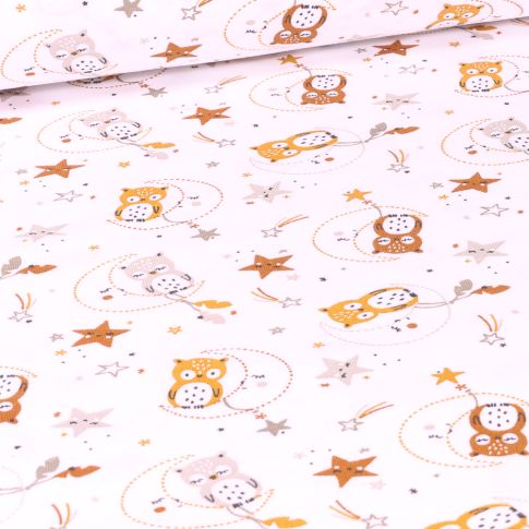 Tissu Jersey Coton Arty Lunazel sur fond Blanc