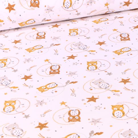 Tissu Coton imprimé Arty Lunazel sur fond Blanc