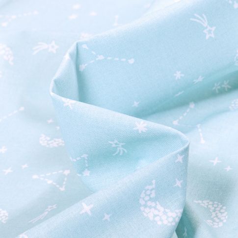 Tissu Coton imprimé LittleBird Lunaire sur fond Vert menthe clair