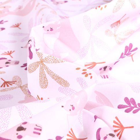 Tissu Coton imprimé Arty Lundo sur fond Blanc
