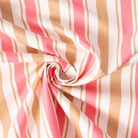 Tissu Toile de Coton Demi Natté Rayures Lydia sur fond Blanc