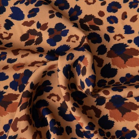 Tissu Viscose imprimé Arty Lynx sur fond Beige