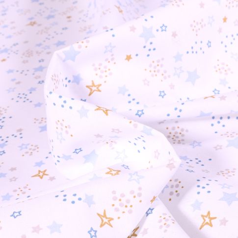 Tissu Coton imprimé Arty Lyra sur fond Blanc
