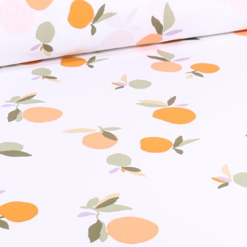 Tissu Coton imprimé Arty Marisol sur fond Blanc