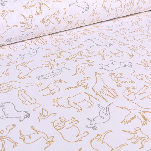 Tissu Coton imprimé Arty Massoa sur fond Blanc