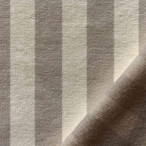 Tissu Micro Eponge Bambou à rayures Ecru et Galet