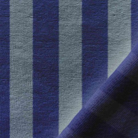 Tissu Micro Eponge Bambou à rayures Baltique et Indigo