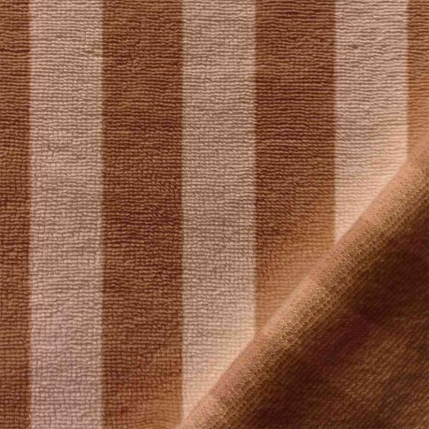 Tissu Micro Eponge Bambou à rayures Nude et Caramel